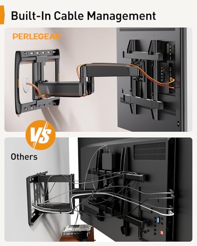 Perlegear Full Motion Sliding TV Wall Mount for 42–95 inch TVs - size: Fits 42-95" TVs / Max 24" Wood Stud