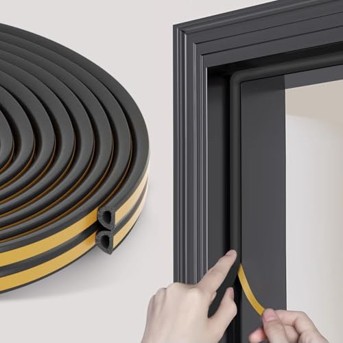 Weather Stripping Door Seal Strip,32.8 FT D Shaped Weatherstripping - color: Black, size: S (3/8"W × 1/4“T)