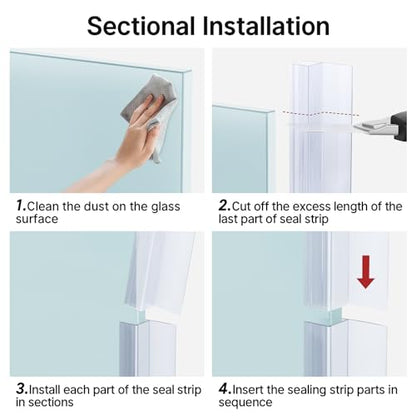 AmazerBath 5 PCS Shower Door Side Seal Strip for 1/2 Inch Glass - 15.75 Inches x 5, 5 Sections Segmented Shower Installation Kit, Frameless Glass Door Seal Strip - style: Side Seal 1/2