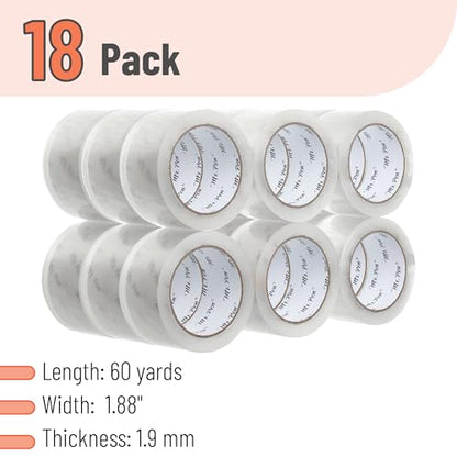 Mr. Pen- Packing Tape, 18 Pack, 2” Wide, 60 Yards, Clear - size: 2” Wide, 60 Yards, 1.9 mil