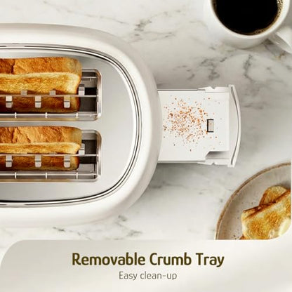 Hazel Quinn 2-Slice Retro Toaster 6 Browning Levels 3 Functions Pearl White - color: Preal White
