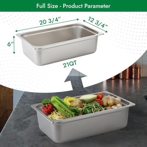 HECMAC 6 Pack Anti-Jam Hotel Pans, Full Size 6 Inch Deep, Commercial Stainless Steel Chafing Steam Table Pan, Catering Storage Metal Food Pan, 23 Gauge - size: Full Size, 6" Deep