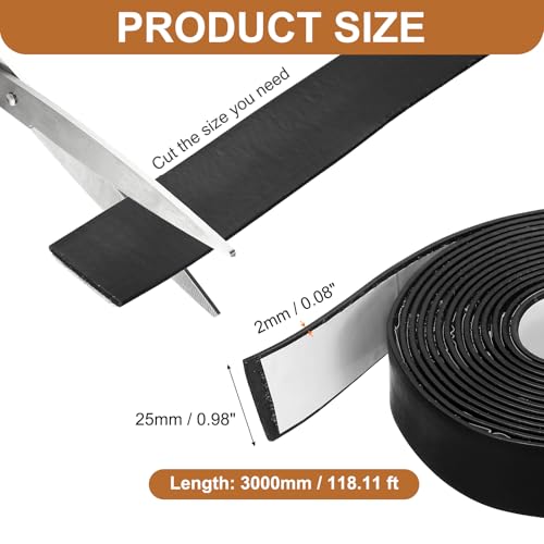 Smoke Fire Seal Strip 9.8Ft 25mm/0.98" Wx 2mm/0.08" T Black - color: Black, size: 9.8FT x 25mm / 0.98" W x 2mm / 0.08" T