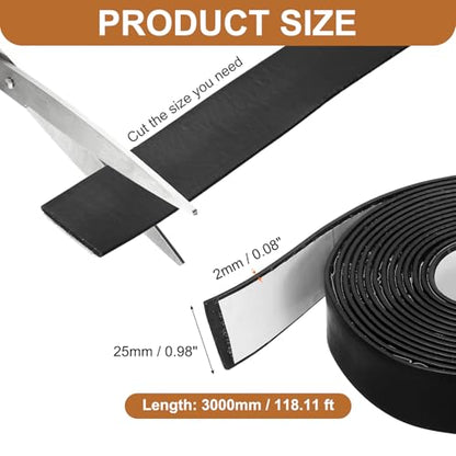 Smoke Fire Seal Strip 9.8Ft 25mm/0.98" Wx 2mm/0.08" T Black - color: Black, size: 9.8FT x 25mm / 0.98" W x 2mm / 0.08" T