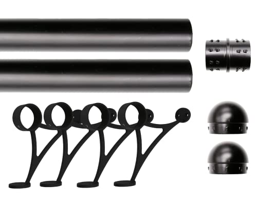 11 ft Stainless Steel Bar Foot Rail Kit, 2" OD 304 Stainless Tubing Set with Combination Brackets, End Caps & Internal Connector, Matte Black Finish Heavy Duty Footrest for Home Bar, Pub & Restaurant - size: 11 ft (66 in x 2), style: Domed End Cap