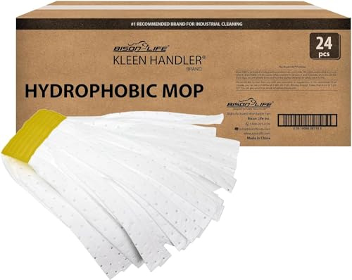 KLEEN HANDLER Mop Head Replacement 24-Pack Hydrophobic Industrial Mop for Oils and Spills – Heavy-Duty Mop for Industrial, Commercial, Janitorial Cleaning – Non-Woven Oil-Absorbent Material - style: 24 Pack