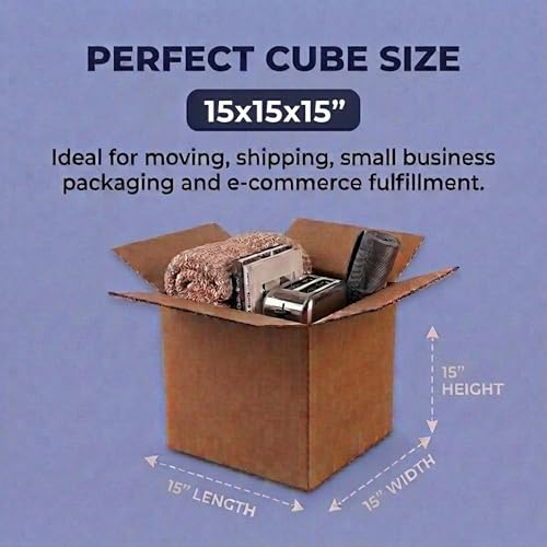 BOX USA Cube Shipping Boxes, 15x15x15" 25-Pk for Shipping & Packing - size: 15x15x15" (25-Pack)