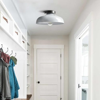 DIRYZON Industrial 12-Inch White Semi Flush Mount Ceiling Light - color: White