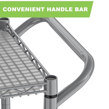1050Lbs Heavy Duty 3 Tier Rolling Utility Metal Storage Cart with Wheels - color: Silver（18d X 36w X 32h, 1050lb）