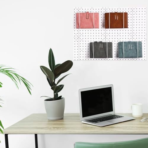 Blulu 4 Pcs White Pegboard Magazines Holder Literature Display Mail File Holder Books Wall Organizer Pegboard Shelf Hooks Accessories for Display Exhibitions Trade Show Shelf Office Kitchens - color: White