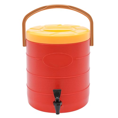 Stainless Steel Beverage Dispenser Insulated Container with Faucet Cooler with Drink Dispensers Cold and Hot Drink Dispenser for Milk Tea, Juice, Coffee 6.6 Gal Capacity (Red) - color: Red, size: 25L