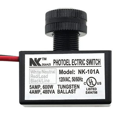 E-outstanding Outdoor Hard-Wired Post Eye Light Control, 120V AC Light Photocell Sensor Control, Automatic On/Off Photoelectric Switch for Lighting Fixtures, NK-101A