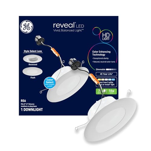 GE Reveal HD+ 5-6-inch LED Recessed & Flush Downlight, 50W Replacement - style: Downlight 1150 Lumens