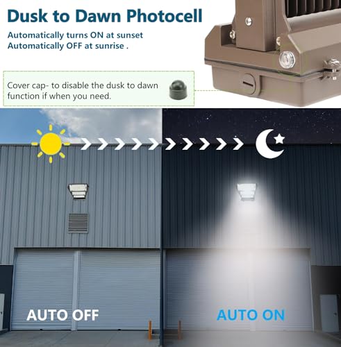 Rotatable 240W LED Wall Pack Light with Dusk to Dawn Photocell, 5000K 33600LM 800-1000W HPS/HID Equiv, ETL Adjustable Head Outdoor LED Wallpack Lighting Fixture for Area Light, Parking,Warehouse - size: 240W