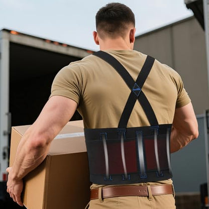 MELOTOUGH Back Brace for Men Lifting,Work Back Brace with Adjustable Shoulder Straps,Lower Lumbar Support for Heavy Lifting,Construction, Warehouse L/XL,Christmas Gifts for Men - size: X-Large