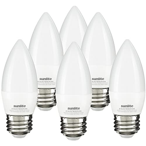 Sunlite LED B13 Torpedo Decorative Chandelier Light Bulb, 7 Watts (60W=), 500 Lmns, 120 Volts, Dimmable, E26 Base, 90 CRI, ETL Listed, Torpedo Frosted, Title-20, 4000K Cool White, 6 Pack - color: 4000k Cool White, size: 6PK Frost