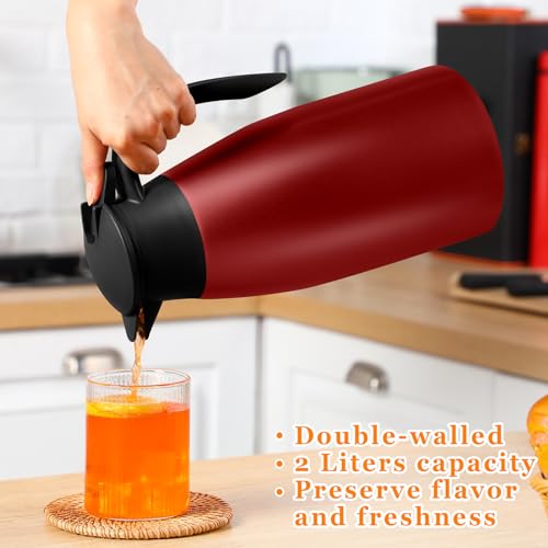 Norme 2 Pcs Thermal Coffee Carafe Creamer, Wine Red, 68 oz - color: Wine Red, size: 68 oz