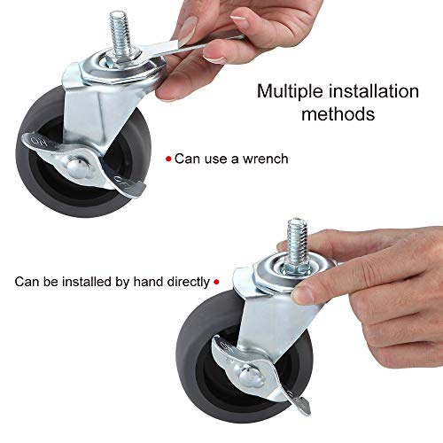 Caster Wheels, 3" Locking Swivel Threaded Stem Casters Set with Brake of 32 - color: Grey, size: Grey-32pack