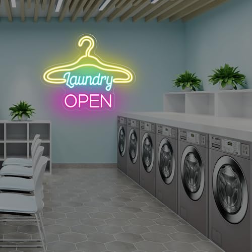 Laundry Neon Sign Laundromat Led Light Lightlaunderette Wall Art - color: Laundry Open