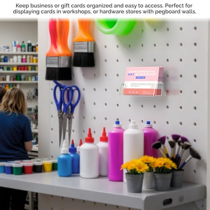Marketing Holders 2 Pack Peg Board Business Card Holder for 3.5" x 2" Membership Reward Gift Cards Clear Acrylic Organizer Rack