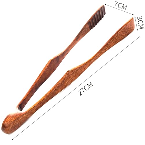 Essential Wooden Spatula Tong Set for Kitchens,Restaurants:Perfect for Fruits, Salads, Desserts, Breads,Barbecues