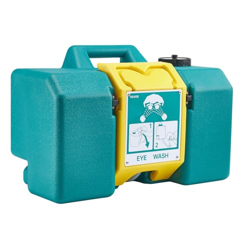 VEVOR Portable Eye Wash Station 8 Gal, OSHA-Approved Eyewash Station Wall-Mounted/On Flat Surface, Emergency Eye Wash Unit with 2 Sprays, First Aid Eyewash Units for Schools, Labs, Factories, Green - style: Portable Eye Wash Station 8 Gal