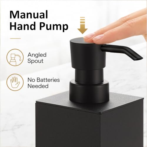 BGL Black Soap Dispenser for Kitchen & Bathroom, Modern Square Liquid Hand Soap Pump, Rustproof Matte Black Lotion Dispenser with Non-Slip Bottom, Fingerprint Resistant - color: Black-countertop
