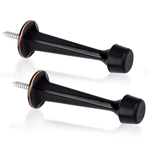 2 Pack Solid Rigid Door Stops - Heavy Duty Door Stoppers Wall Protector with Soft Rubber Tips, Oil Rubbed Bronze - color: Oil Rubbed Bronze, size: 2 Pack