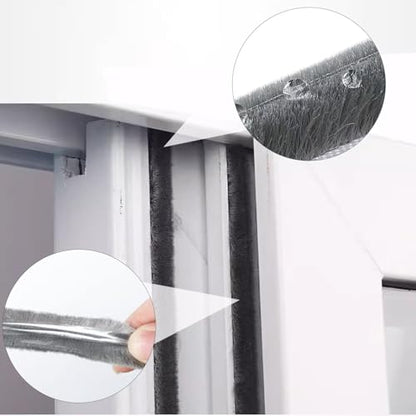 5m (16feet) Brush Weather Striping Card-Slot Seal Strip Pile Weatherstrip Door Sweep Brush for Door Window (6mm x 8mm (1/4" 5/16"), Gray) - size: 6mm x 8mm