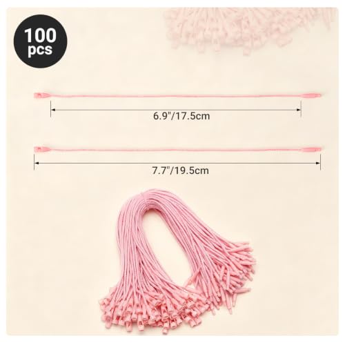 EUSOAR Hang Tag String, 7.7" 100Pcs Pink Nylon String Rope for Gift Tags - color: Pink