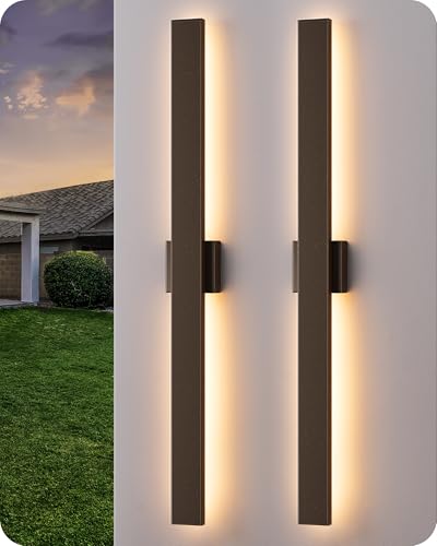EDISHINE 2 Pack Modern LED Outdoor Wall Lights, 39.3" Linear Bronze Sconce - color: Oil-Rubbed Bronze, size: 39.4 IN