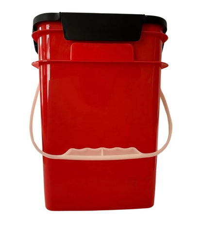 House Naturals 4 Gallon Square Food Grade Bucket Pail with Plastic Handles and Lid (Pack of 3) Made in USA containers (Red - Black lids) - color: Red - Black Lids