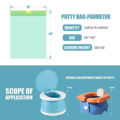 Portable Travel Potty Chair Liners Bags with Drawstring 90 PCS (18×20 INCH) - color: Green