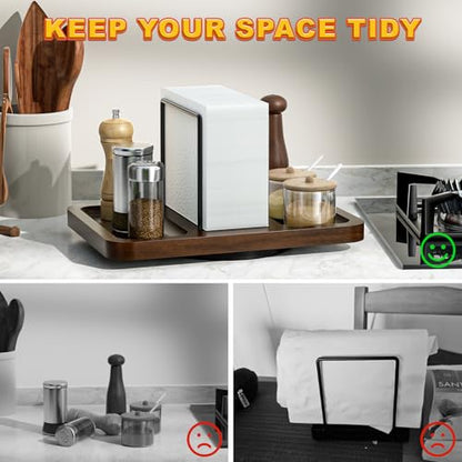 Rotating Napkin Holder for Table with Salt and Pepper Shakers Caddy - color: Brown