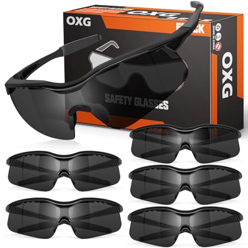 OXG 6 Pack Tinted Safety Glasses for Men Women, ANSI Z87.1 Eye Protection - color: Grey
