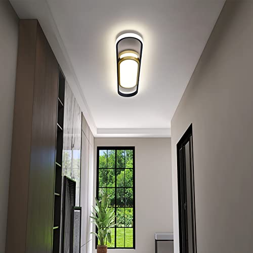 Tioolo Modern LED Flush Mount Ceiling Light, Dimmable with Remote, 27.5in - color: Black+Gold/40W