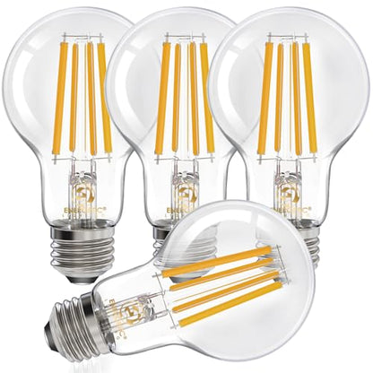 Energetic Dimmable A19 LED Edison Light Bulb, 12W Equivalent 100W, 1600LM High Brightness, 2700K Soft White, Clear Antique LED Filament Bulb for Home, Bathroom, E26 Standard Base, 4-Pack - size: 4 Count ( Pack of 1)