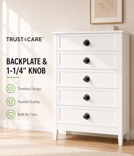 trust4care 4-Pack 2.3" Black Backplates of Bifold Closet Door Cabinet Knob - color: Black, size: Set of 4