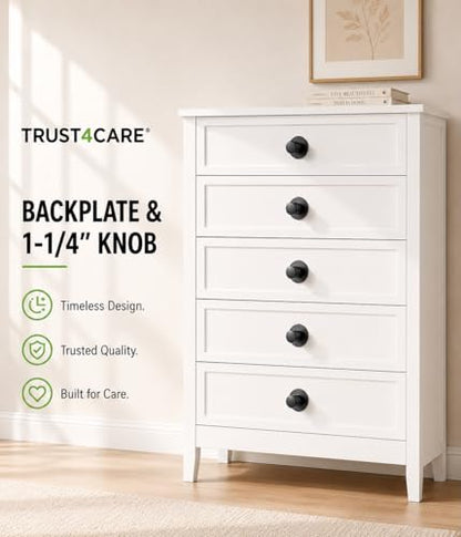 trust4care 4-Pack 2.3" Black Backplates of Bifold Closet Door Cabinet Knob - color: Black, size: Set of 4