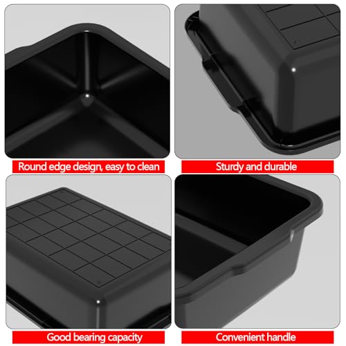 6 Packs 24 L Plastic Commercial Food Service Bus Tub, Black - size: 24 L