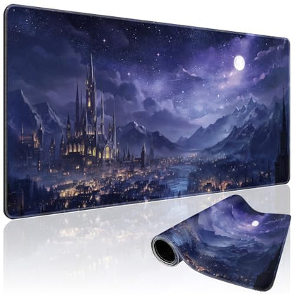 Fantasy Castle Night Large Gaming Mouse Pad Desk Mat 31.5"x15.7" - color: Fantasy Castle