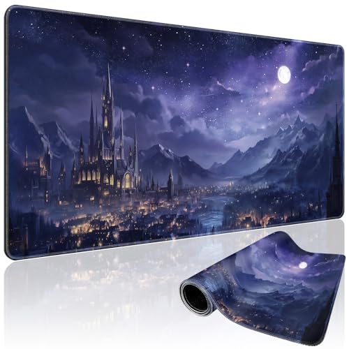 Fantasy Castle Night Large Gaming Mouse Pad Desk Mat 31.5"x15.7" - color: Fantasy Castle