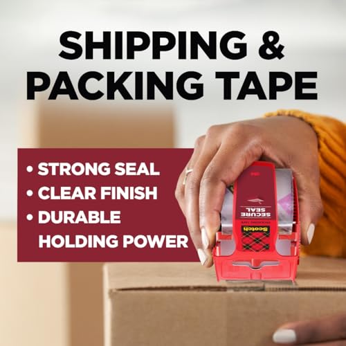 Scotch Secure Seal Packing Tape, Ultra Clear, Reliable and Durable Seal, 1.88 in x 800 in., 1 Packaging Roll with Dispenser
