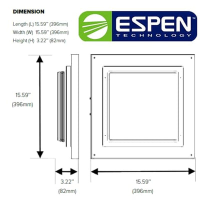 Espen Zenon LED Canopy Light 13W/16W/20W Selectable, 1560–2400LM, 3000K/4000K/5000K, White Outdoor Garage Ceiling Light, 120-277V, 0-10V Dimmable, Damp Rated