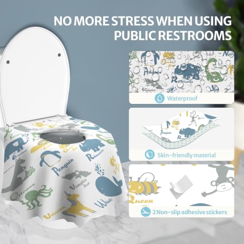 Blissful Diary 20 Pcs Toilet Seat Covers Disposable for Toddlers & Adults, Extra Large Waterproof, Portable Package for Travel, Kids Potty Training - color: Animal, size: 20Pack