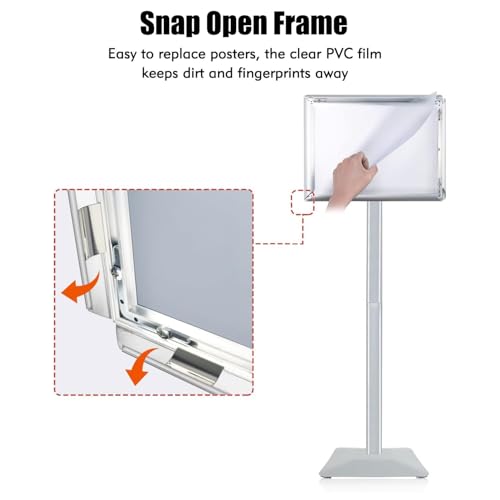 Sign Stand for Display, Ultra Stable Heavy Duty Pedestal Signage Holder - size: 8.5x11, style: Silver