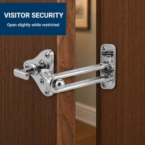 Prime-Line U 11318 Swing Bar Door Guard With High Security Auxiliary Lock, Chrome Finish (Single Pack) - color: Bronze