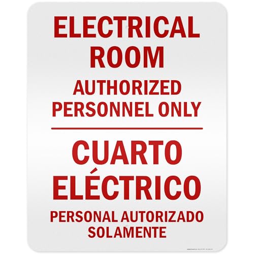 Electrical Room Authorized Personnel Only Bilingual Sign, 24x30 Inches, 3M EGP Reflective .080 Aluminum, Fade Resistant, Made in USA by My Sign Center - size: 24x30 Reflective Aluminum