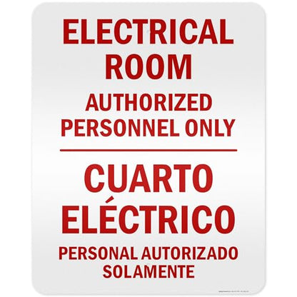 Electrical Room Authorized Personnel Only Bilingual Sign, 24x30 Inches, 3M EGP Reflective .080 Aluminum, Fade Resistant, Made in USA by My Sign Center - size: 24x30 Reflective Aluminum