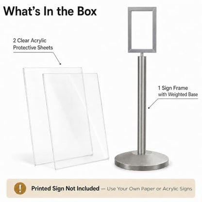 CCW 7 X 11 Inch Vertical Pedestal Floor Sign Frame, Satin Stainless Steel - color: Satin Stainless Steel, size: 7 x 11 Inch Vertical
